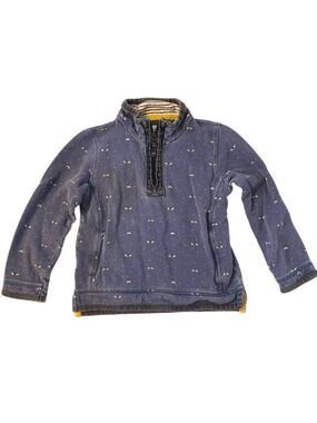Fat Face UK Kids Cotton Pique Quarter Zip Pullover Blue Bee 10